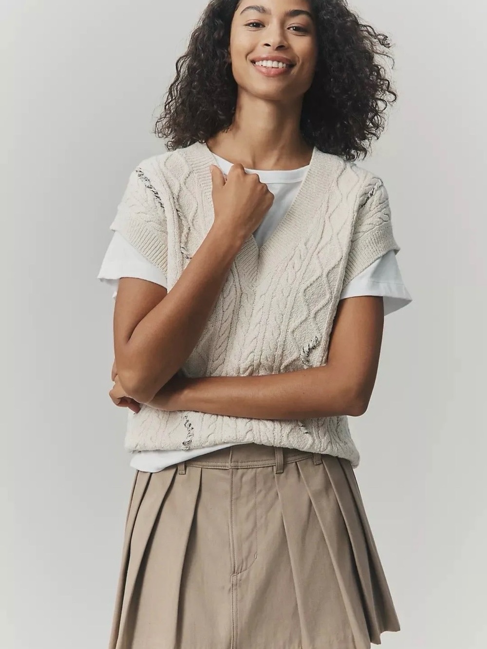 Pilcro Cable-Knit Twofer Sweater from Anthropologie
